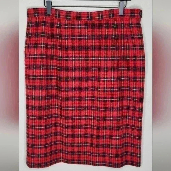 Pendleton Vintage 100% Virgin Wool Buffalo Plaid Womens Plus Size Lined Skirt 18 - Picture 8 of 10